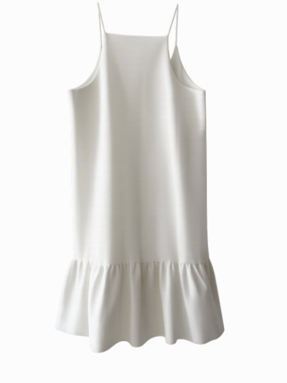 Zara White Mini Slip Dress with Ruffle Hem